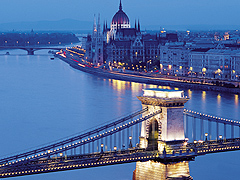 Europe River Cruise - Budapest Chain Bridge night
